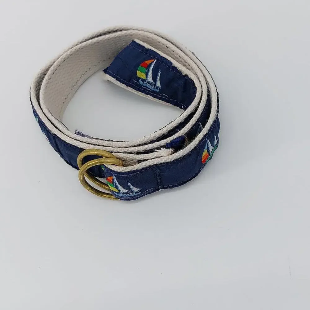Childs Belt Cape Cod Canvas Sail Boat Navy Blue Weaved